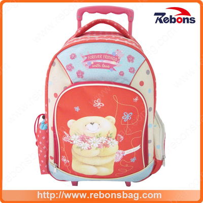 Super Cute Bear Allover Printing Trolley School Bags for Student