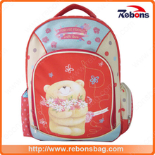 Durable Colorful Bear Flower Embroidery School Bags